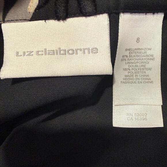 Liz Claiborne Silk Blend Floral Burnout Velvet Midi Skirt Black Beige 8 Y2K Fall - Picture 4 of 6